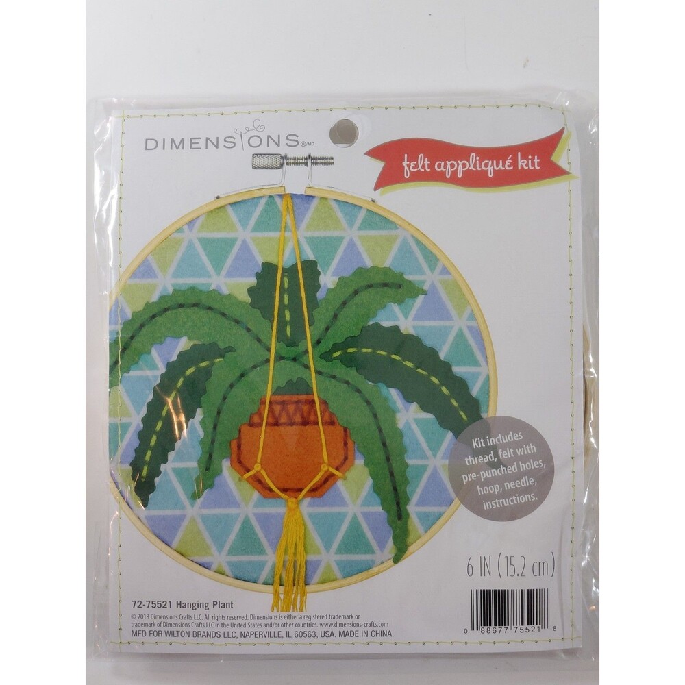 Dimensions Felt Applique Kit 72-75521 Hanging Plant 6" Hoop Needlecraft